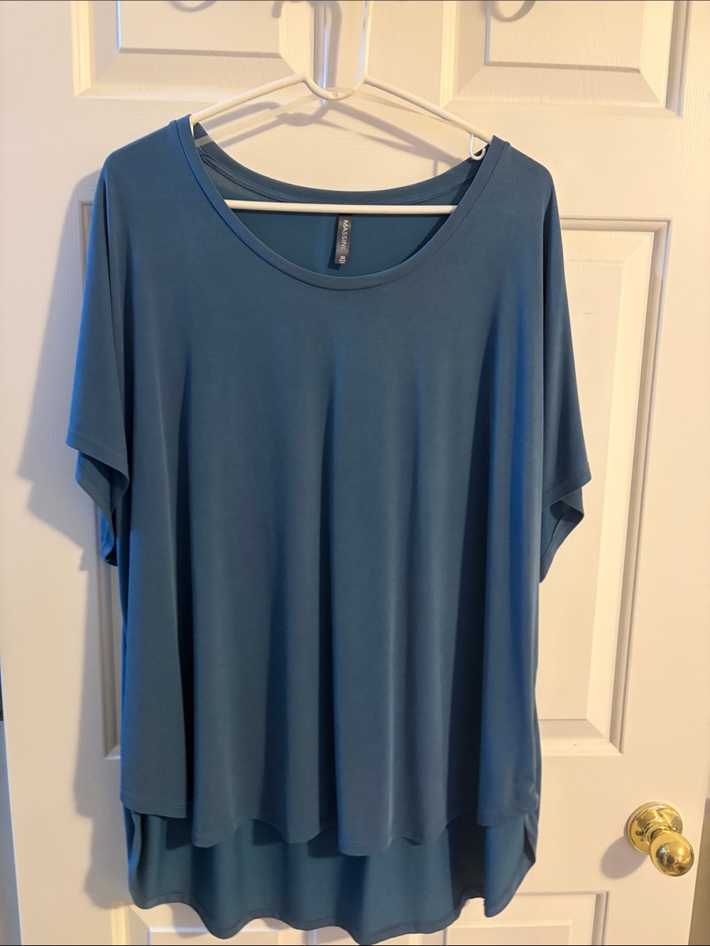 Massini Loose Scoop Neck Tunic - Blue